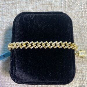 Gold Over Silver and Moissanite Monaco Bracelet